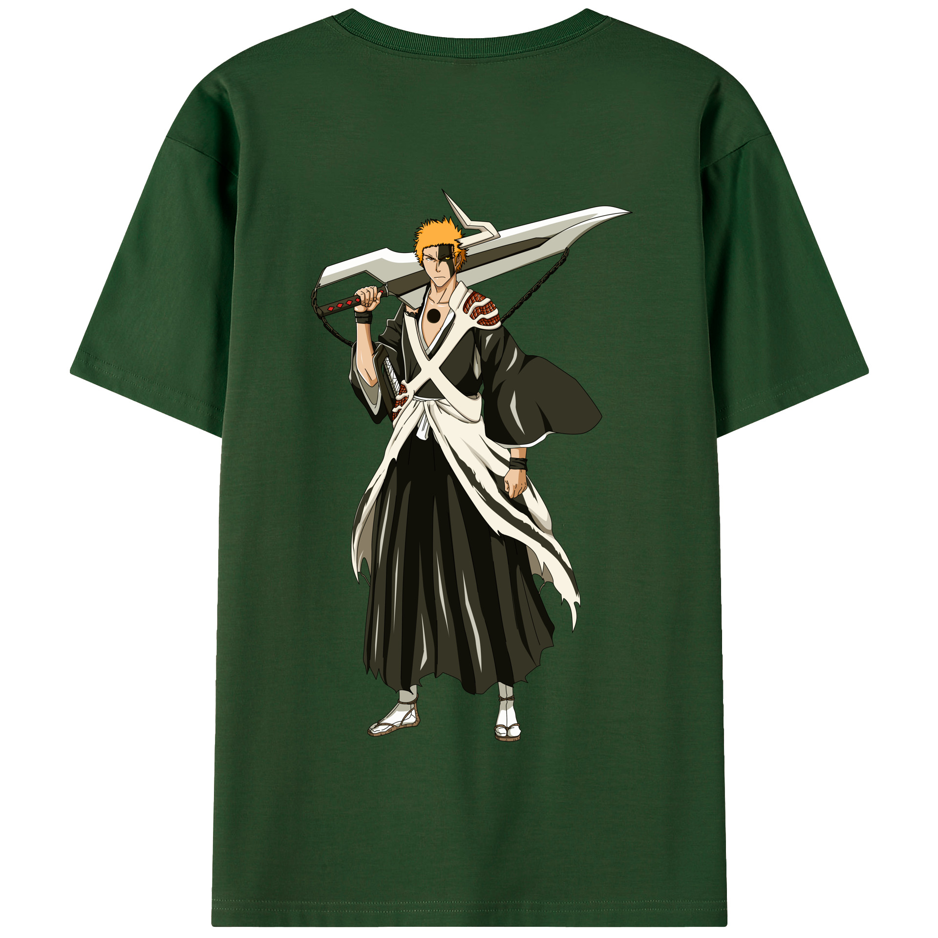 （画像用） ブリーチ 黒崎一護（くろさき いちご）BLEACH Kurosaki Ichigo 綿100％半袖Tシャツ（背面プリント）